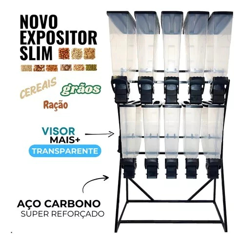Armazenador Ração Expositor Dispenser Slim Porta Cães Cereais Grãos Durapets 140KG a 175KG