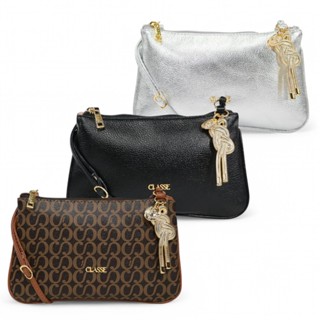 Bolsa Classe Couro Feminina Pequena com Detalhe em Metal Dourado REF.3262 em Oferta na Shopee