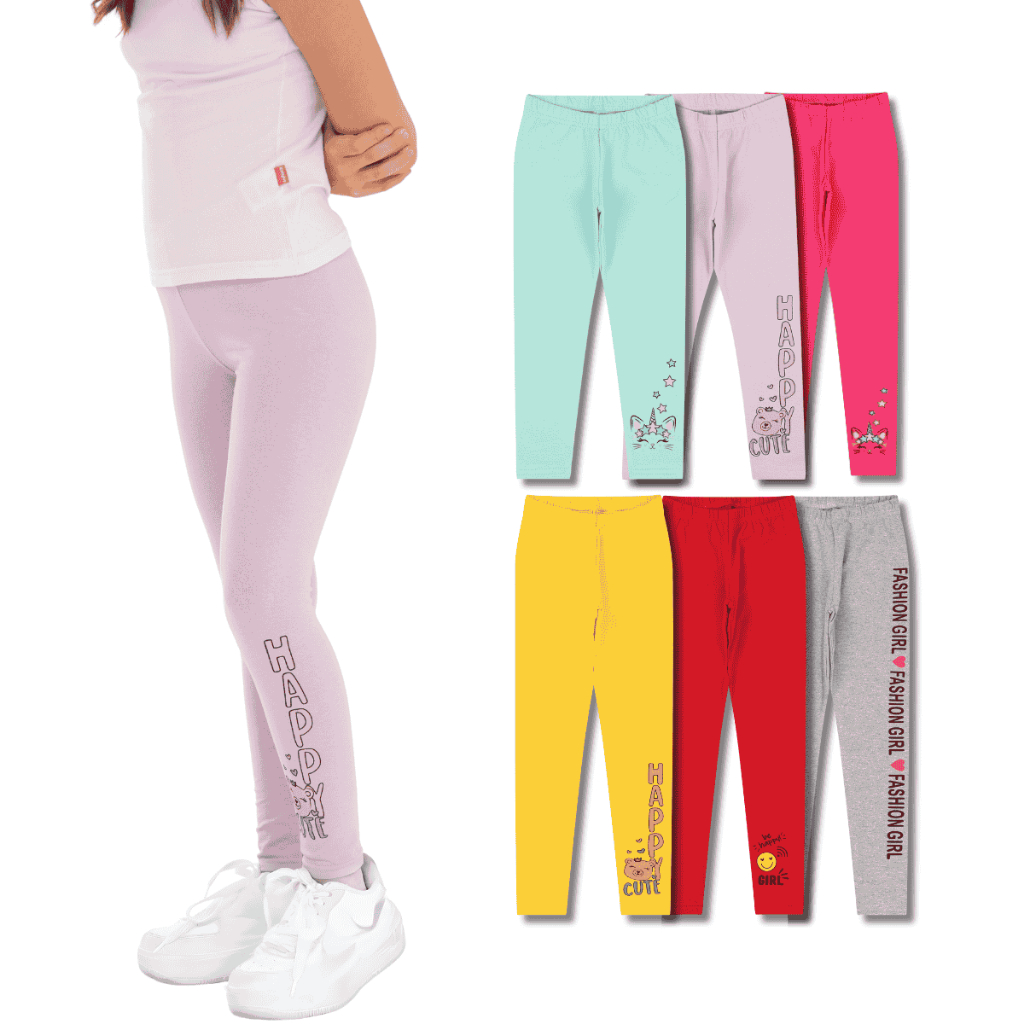 Kit Sortido 2, 4 ou 6 Calças Leggings de Cotton para Meninas Bebê Menina Infantil Feminino Confortável em Oferta na Shopee