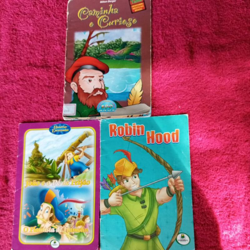 Kit com 3 livros ( Caminha o curioso/ Robin Hood/ João e o pé de feijão + o flautista mágico) kit estan. 4