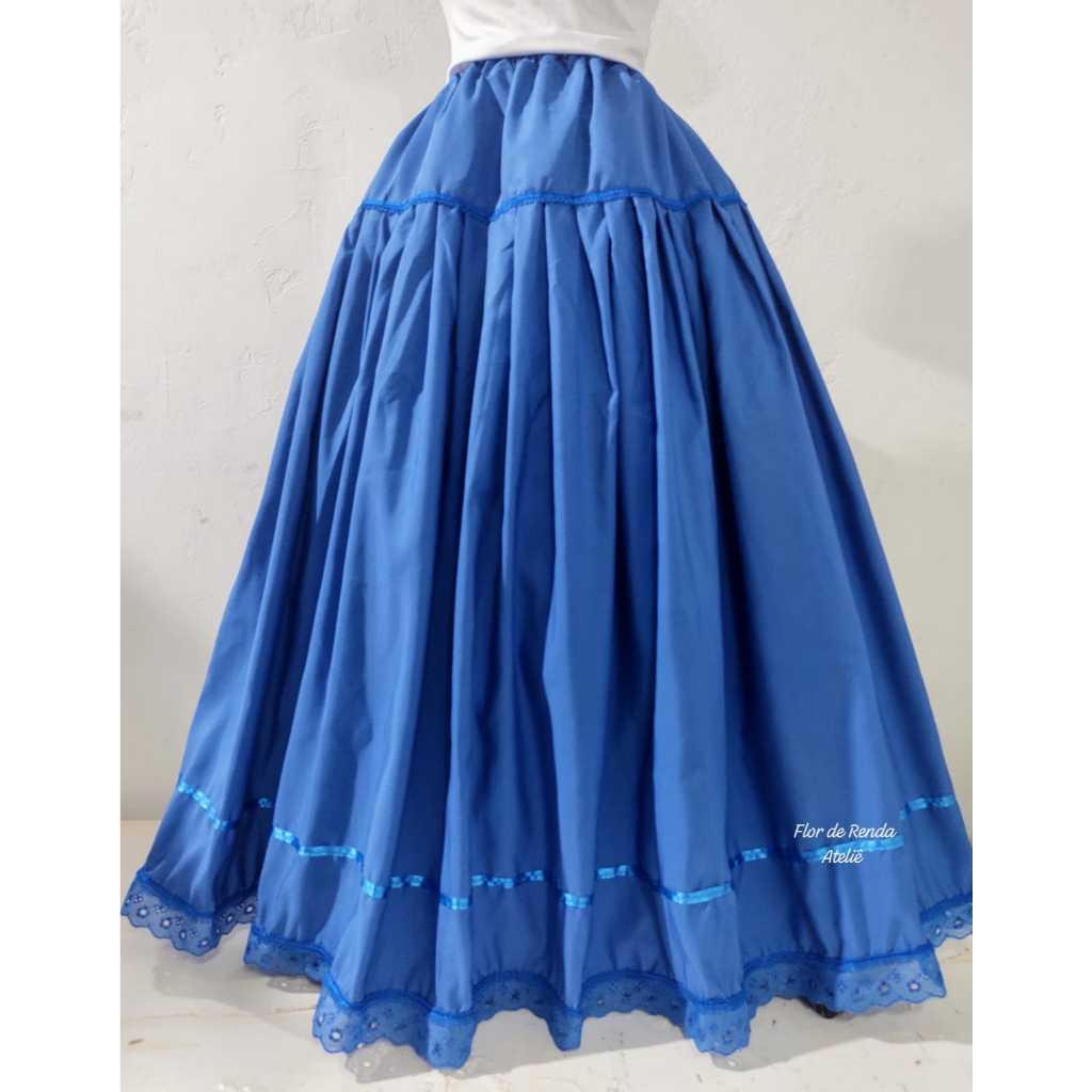 Saia Azul Oxum Osun Ogum Umbanda Candomble 4 m de roda