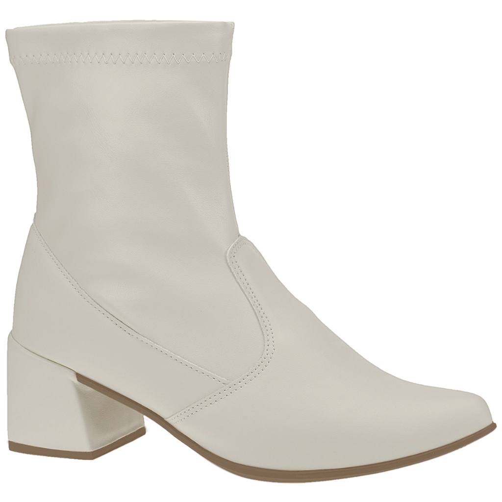 Bota Feminina com Stretch Cano Curto Salto Grosso e Bico Fino Moda Fashion 067