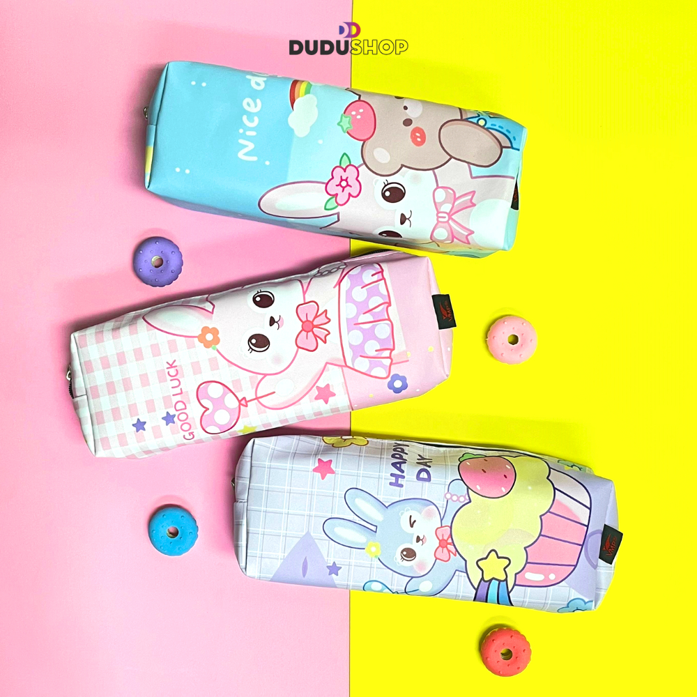 Estojo Grande Escolar Decorado Ursinho Gatinha Estojo Kawai Fofo A prova D'agua