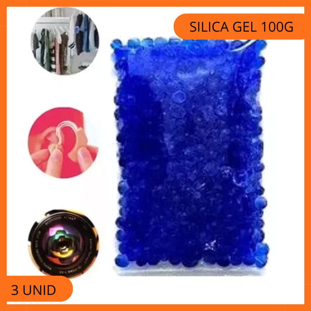 Silica Gel Azul 100g Kit 3 Sachês Desumidificador Aparelho Auditivo Cola Cílios