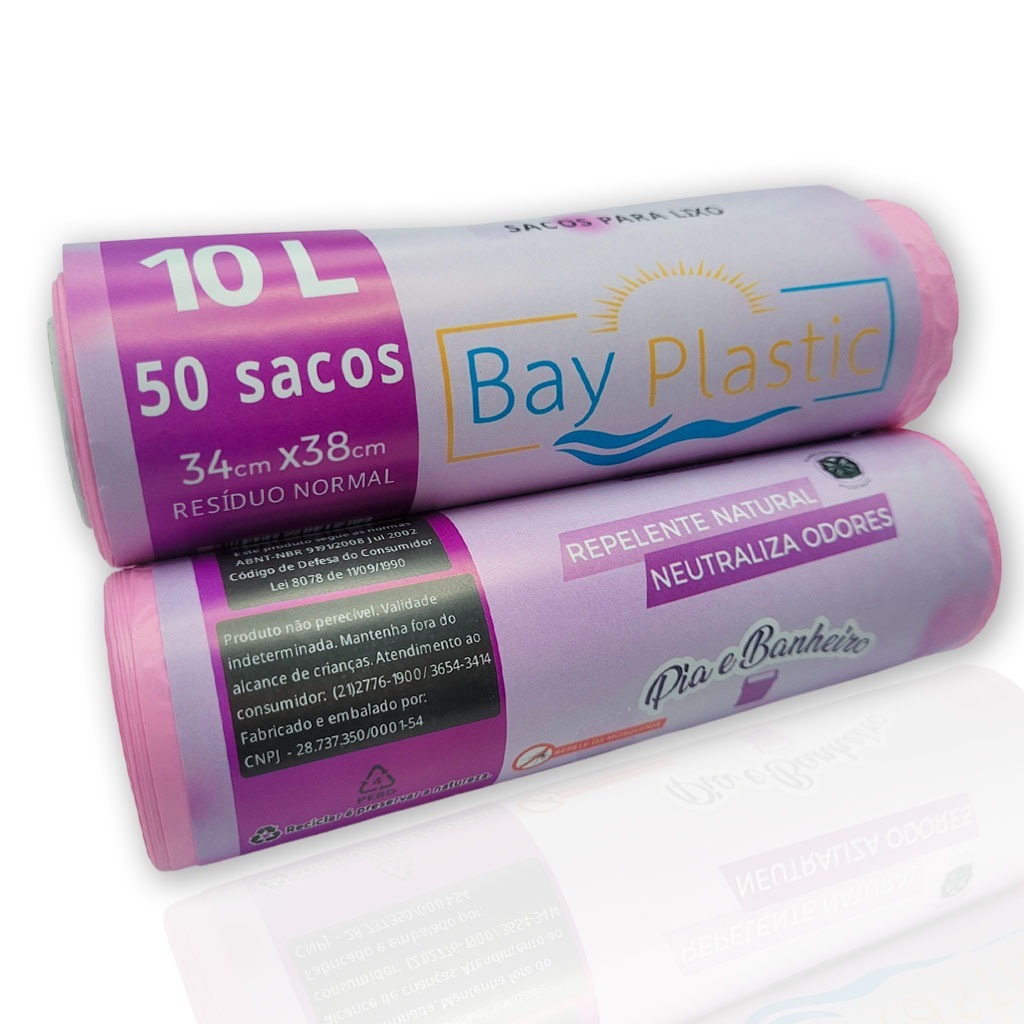 Kit Sacos de Lixo 2 rolos Perfumados Lavanda 100un 10L Anti Odores e Insetos - Bay Plastic