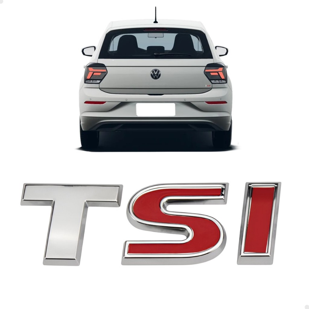 Emblema TSI Cromado VW Jetta Golf Polo Virtus T-Cross Tiguan Passat UP Traseiro Porta Malas Tampa