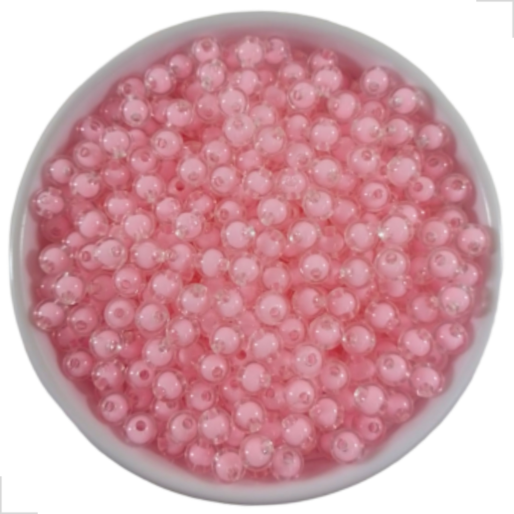 Pérola Acrílica C/furo Transparente C/ Miolo Colorido 8mm Decoração Artesanato em Oferta na Shopee