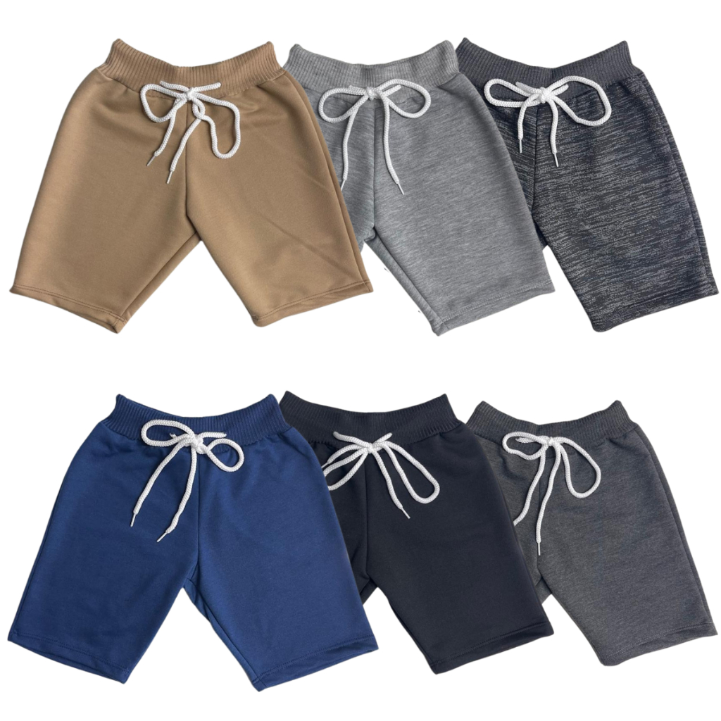 Kit 6 Bermudas Infantil Lisa Sem Estampa Menino Moletom Moletinho em Oferta na Shopee