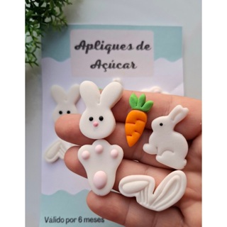 Apliques de açúcar / confeitos de açúcar - Mix páscoa / coelho / cenoura em Oferta na Shopee