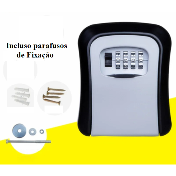 Mini Cofre Cadeado Segredo Chaves Segurança Senha Cinza