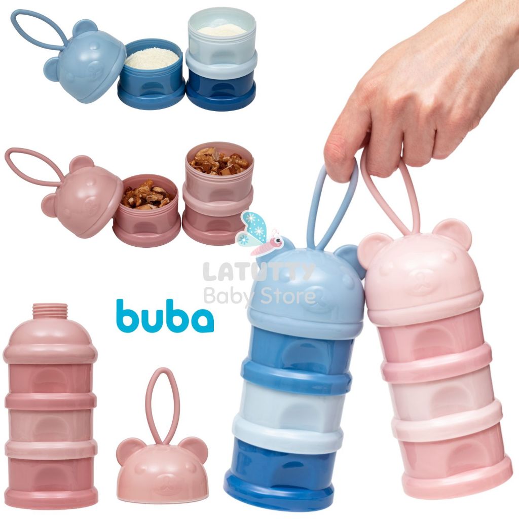 Kit 3 Pote para Leite em Pó Buba Potinho Porta Leite em Po Bebê Pote Buba Lanchinho Lancheira