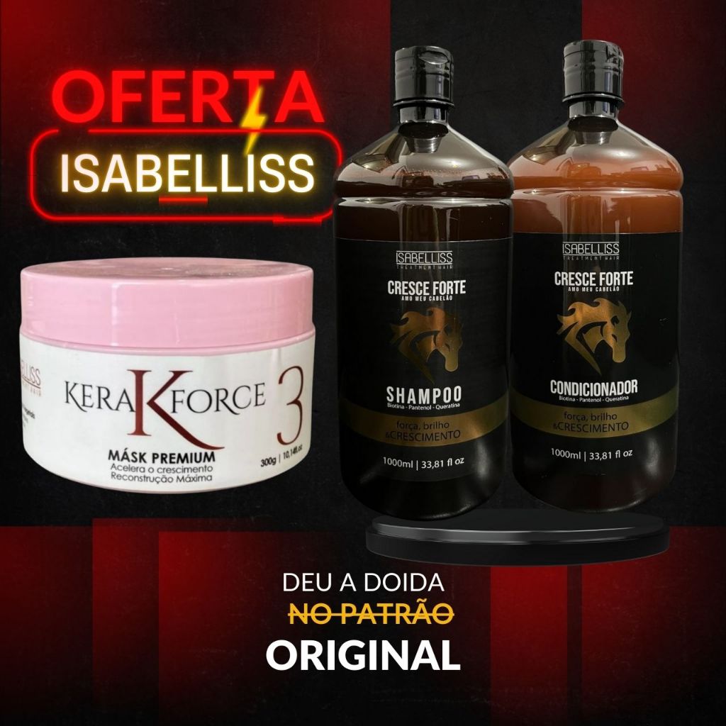 Shampoo Bomba, Condicionador cresce forte 1l e Máscara para Crescimento 300g: A Fórmula Completa cresce até 4cm mês