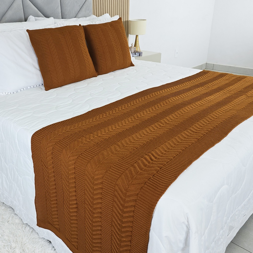 Kit Peseira Manta Tricot Cama Casal Queen King Links + 2 Capas Almofadas em Oferta na Shopee