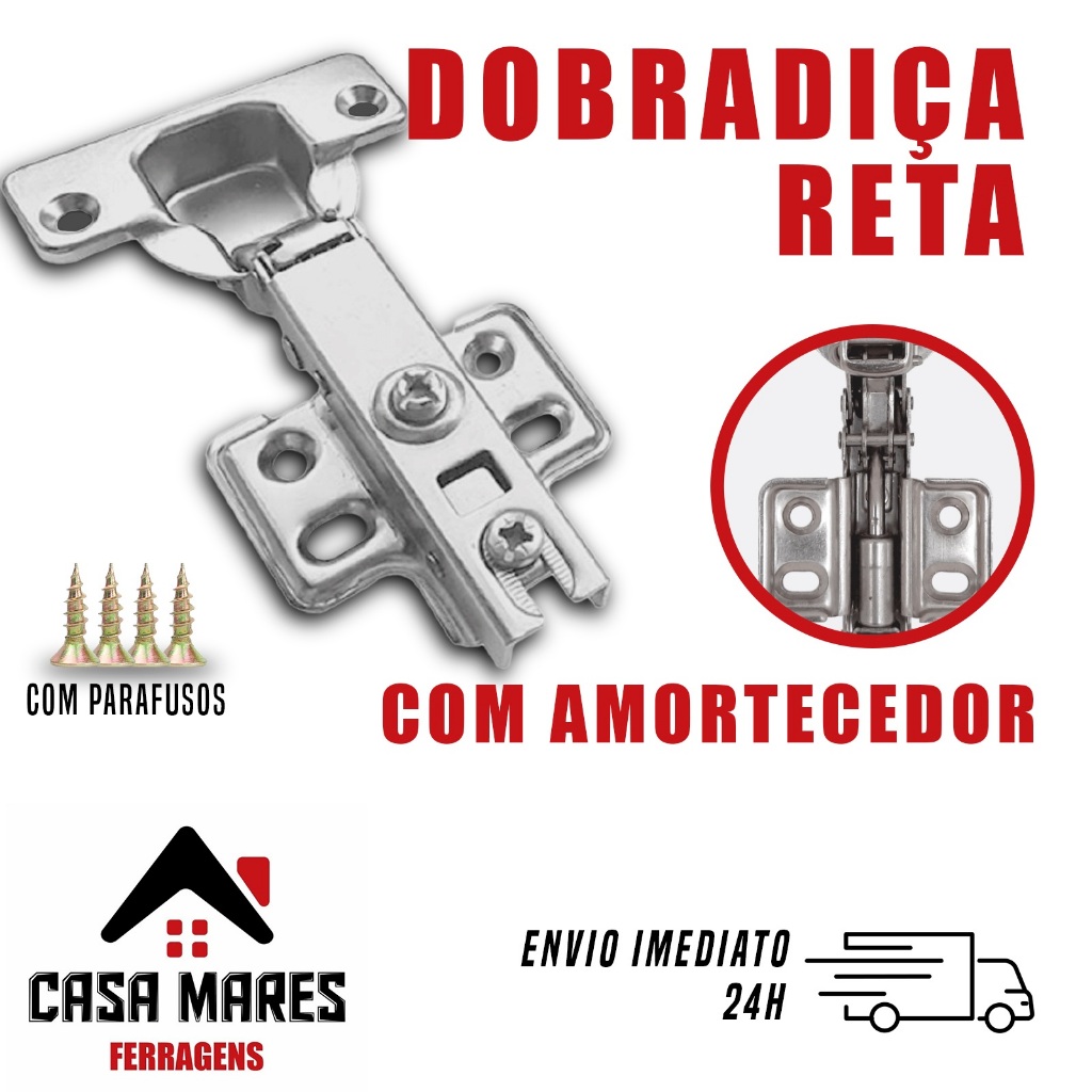 Dobradiça Para Armario 35mm Com Amortecedor Reta - Curva - Super Curva - Com Parafusos de Instalação