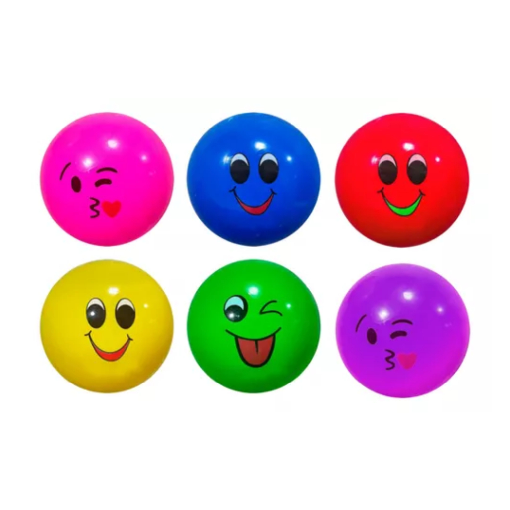 Kit 06 Bola Colorida de Emojis em Vinil para Festas e Eventos