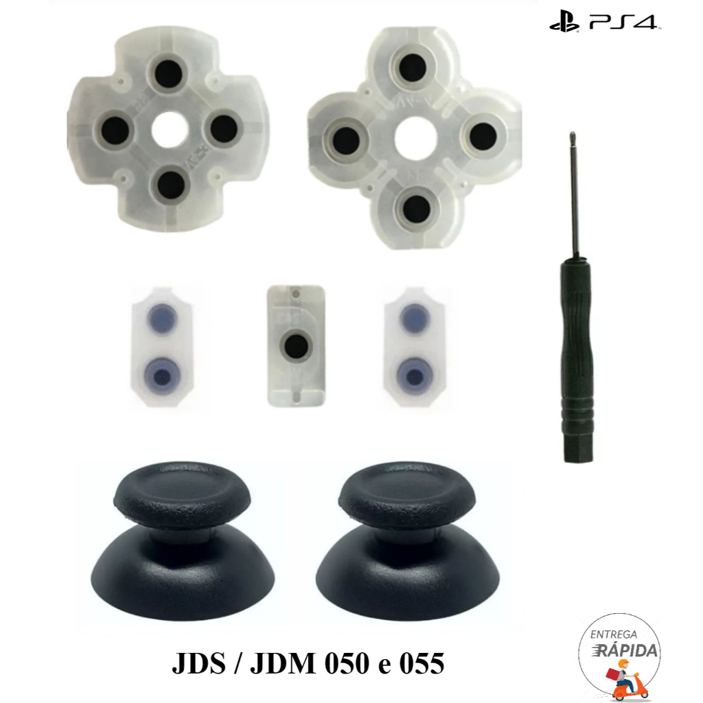 2x Cap Ps4 + Chave Philips 1.5mm + Borracha Condutiva para Controle Ps4  050/055