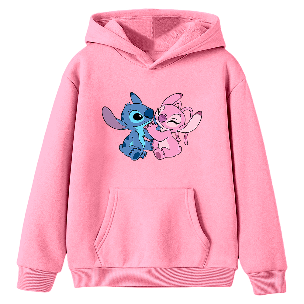 Moletom Infantil Stitch-Lilo Casal Beijo Casaco Frio Canguru Desenho Filme