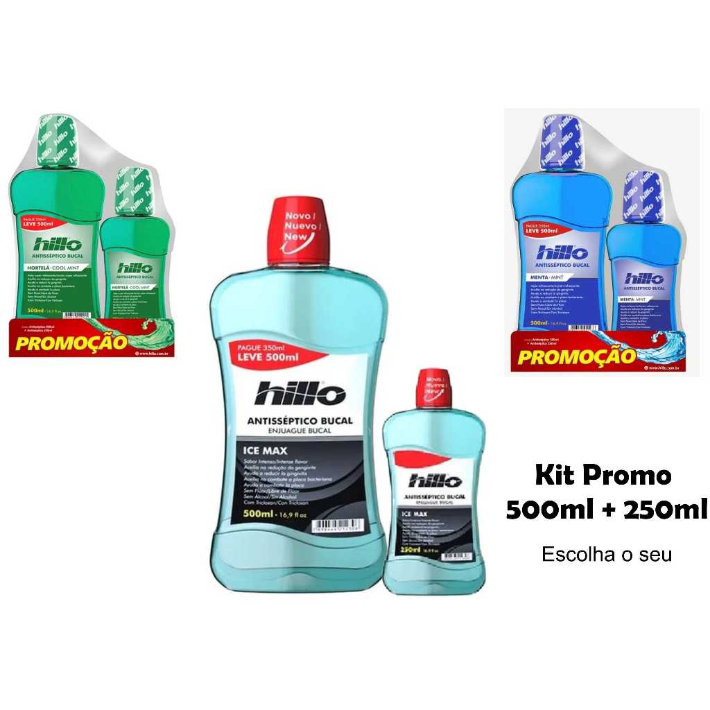 Kit Promo Enxaguante Bucal 500ml + 250ml - Hillo (Escolha o seu)