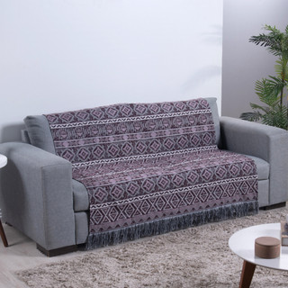 Manta para sofá decorativa com franja, Xale estampado para sofá  e 2,10x1,35m Manta para sofá algodão e polieste