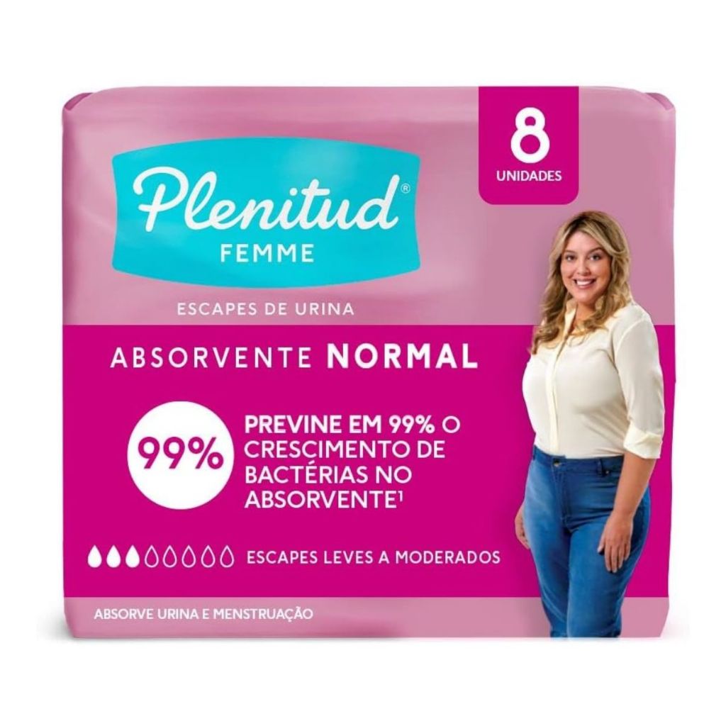 Absorvente Plenitud Femme Normal Escapes Leves A Moderados Com 8 Unidades - Health