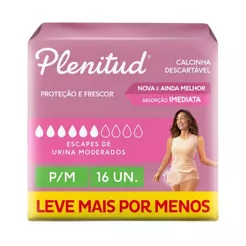 Calcinha Descartável Plenitud Femme Escapes De Urina P/M Com 16 Un