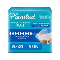 Roupa Íntima Descartável Plenitud Plus Incontinência Severa G/XG Com 8 Un