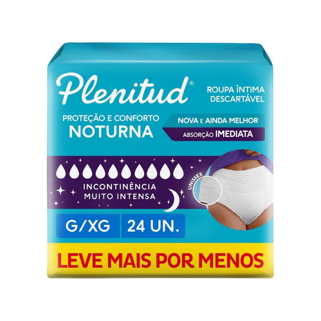 Roupa Íntima Descartável Plenitud Noturna Incontinência Severa G/XG Com 24 Un em Oferta na Shopee