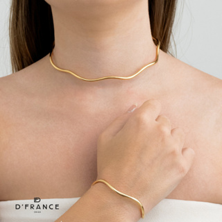 Conjunto Choker Aro e Bracelete Ondas Ajustável Banhado a Ouro 18K - D France Semijóias em Oferta na Shopee