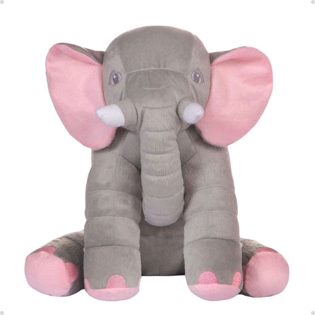 Almofada Elefante Pelúcia Cinza/Rosa/Azul 60cm em Oferta na Shopee