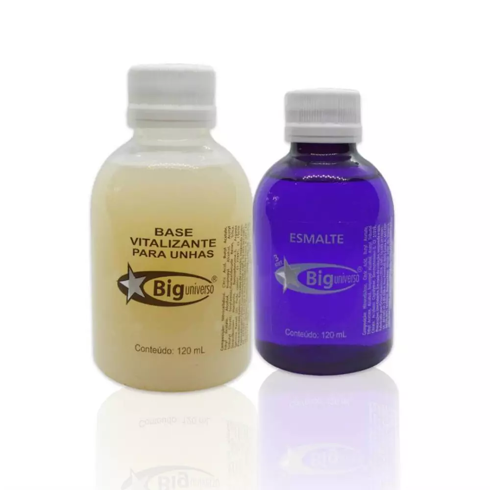 Esmalte Cobertura Brilhante e Base Vitalizante Big Universo 120ml Manicure Uso Profissional