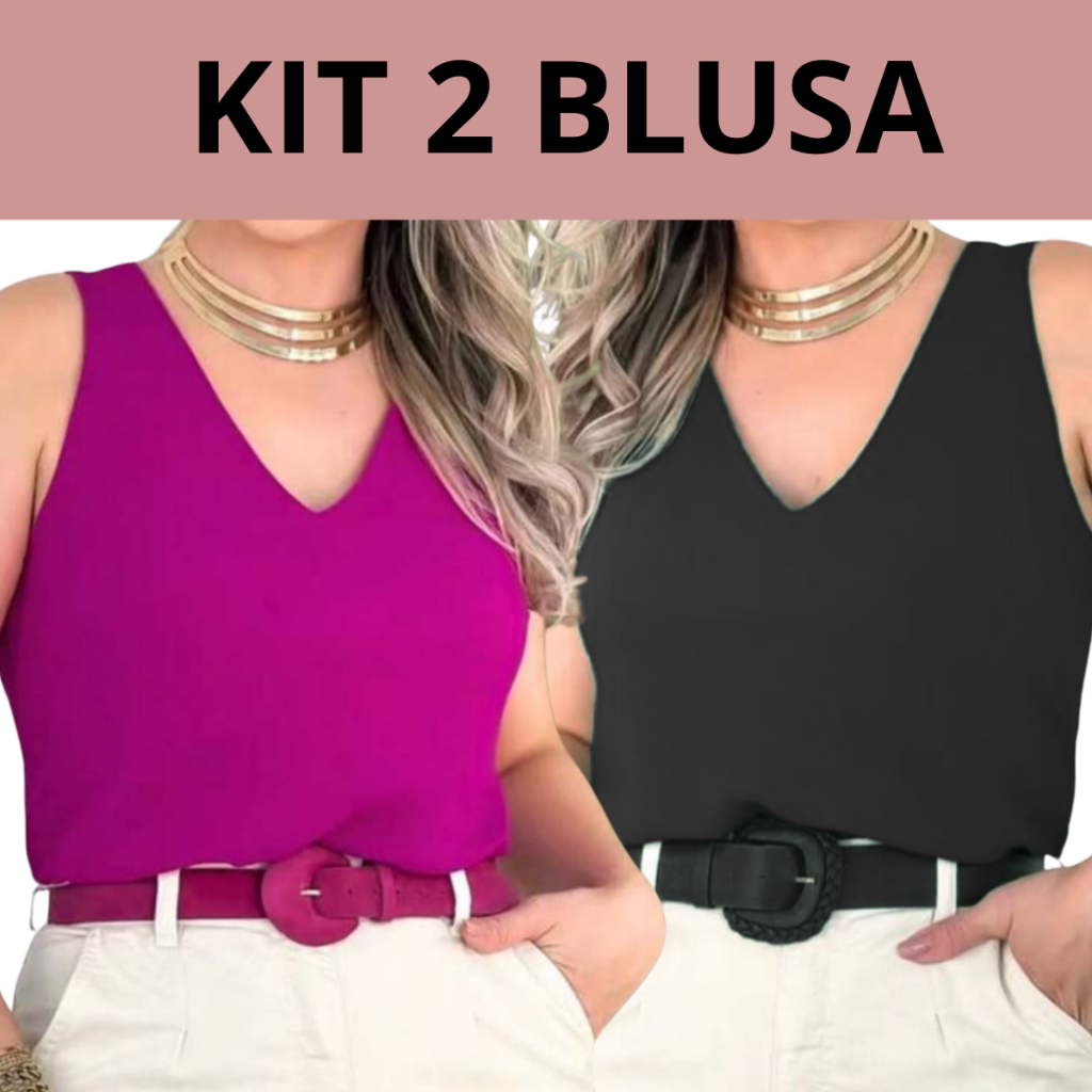 Kit com 2 Blusa Regata Plus Size Feminina Varias Cores Casual Moda Blogueira Tendência Básica