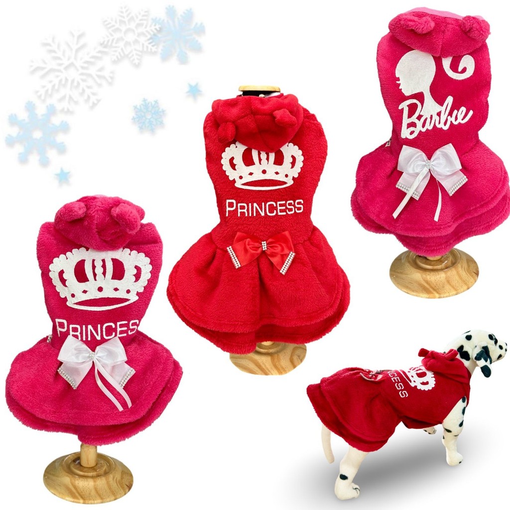 Vestido Inverno Cachorro Gato Princesa Tendencia Barbiecore