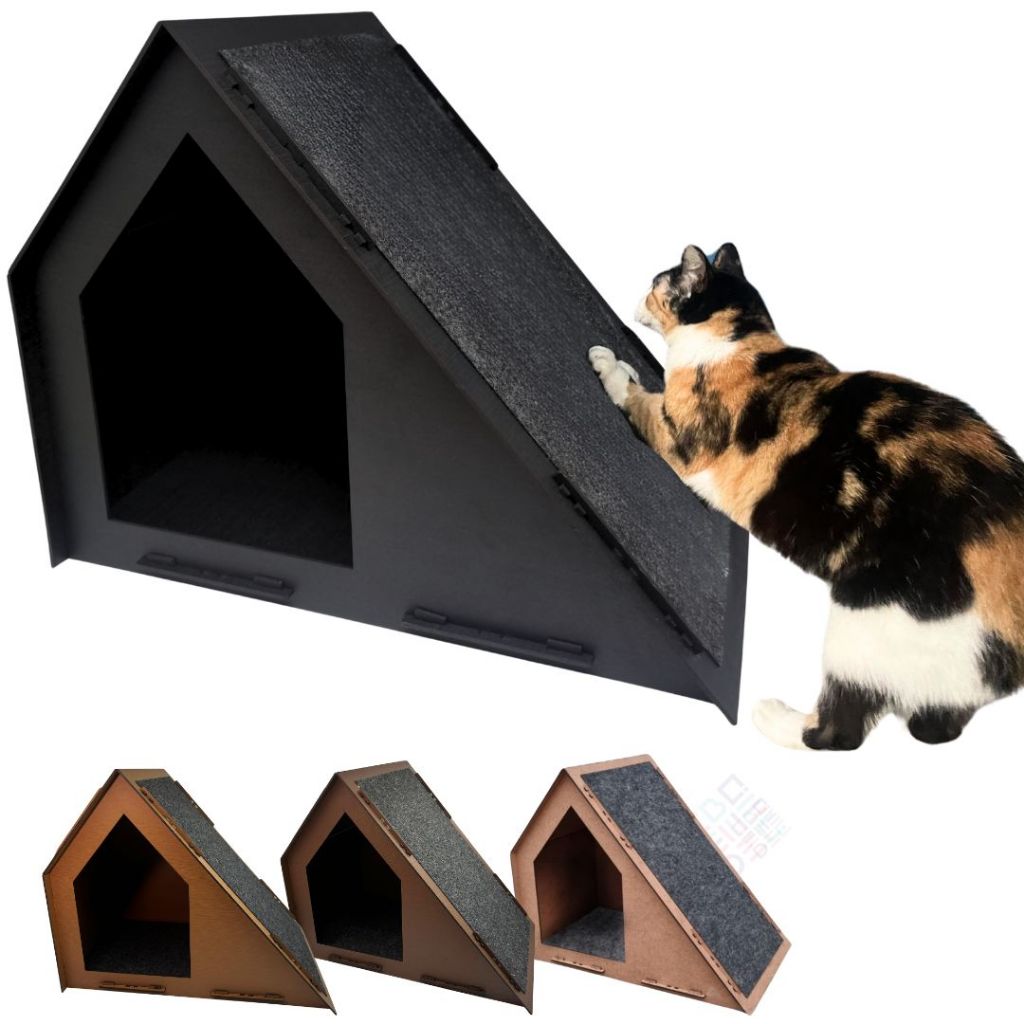 Toca Rampa Casa Caminha Pet Brinquedo Anti Estresse Para Gato Arranhador Com Carpete MDF L...