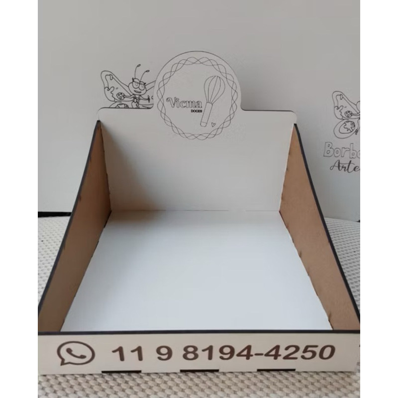 kit expositor de doces tamanho 30x20cm + porta pirulitos escadinha