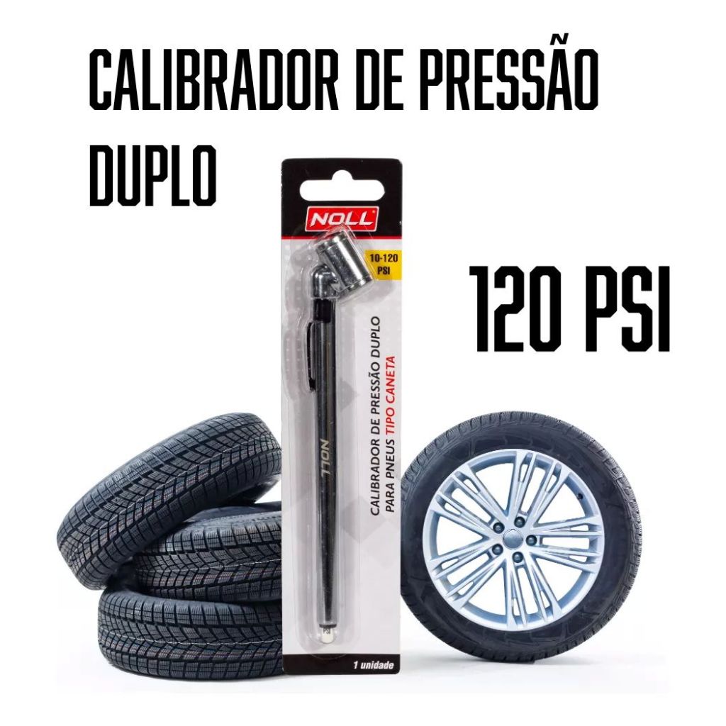 Calibrador de pneu 10 a 120 psi - Noll