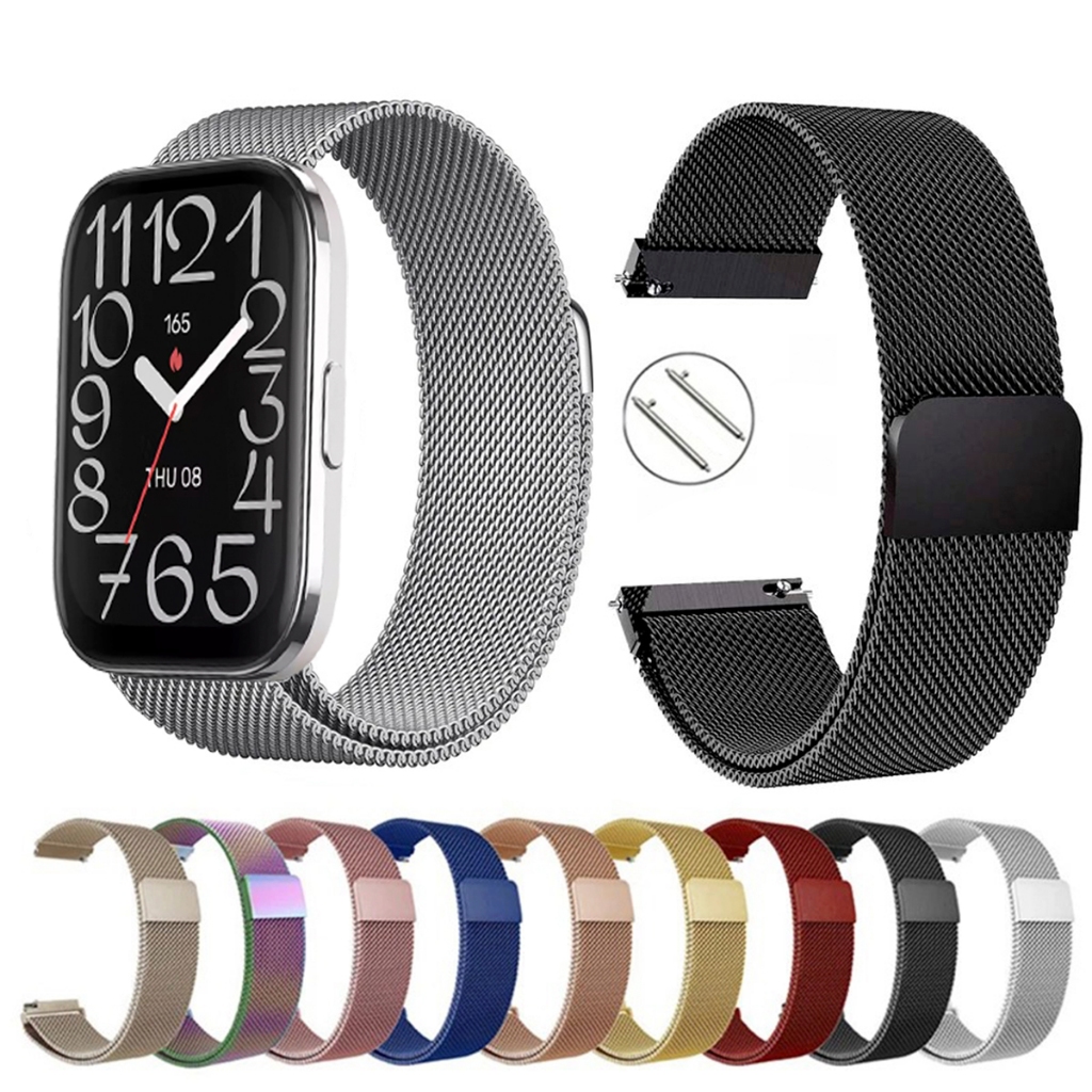 Pulseira de 22mm milanesa aço inox para Smartwatch Amazfit Bip 5 Unity de Engate Rapido