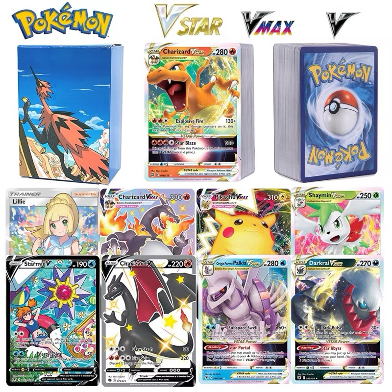 Lote 70 Cartas Pokémon TCG Rainbow Ultra Raras GX/VMAX/EX Cards Anime Para Coleção Batalhas e Presentes Ideal Para Jogos
