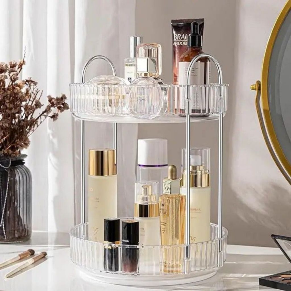 Bandeja Dupla Decorativa Acrílico Lavabo Perfumes Maquiagem Multiuso