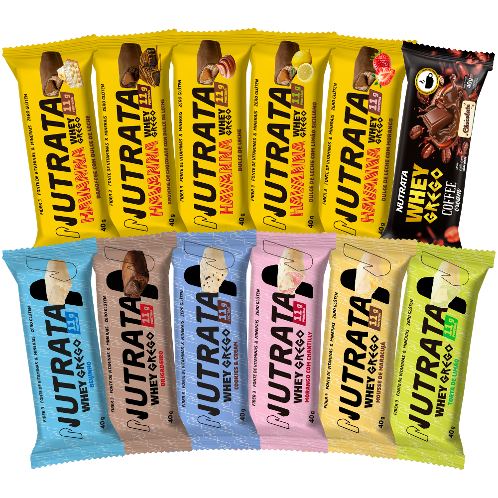 Barra de Proteína Whey Grego Bar Caixa com 12 Unidades - Nutrata