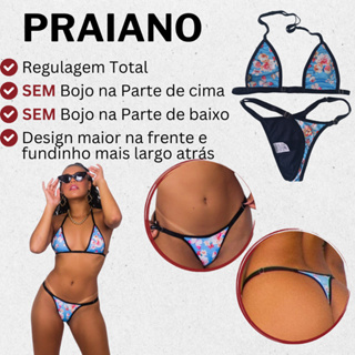 Biquini de Tecido Que Imita a Fita MB Brasil - Cor: Colorido - Modelo: Praiano em Oferta na Shopee