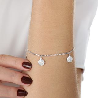 Pulseira feminina folheada a prata São Bento. em Oferta na Shopee