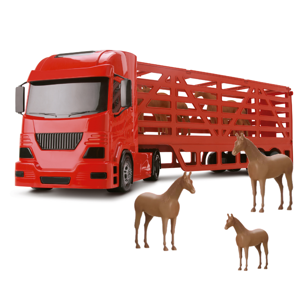Caminhão Pollux Haras Boiadeiro - Com Cavalos Em Miniatura