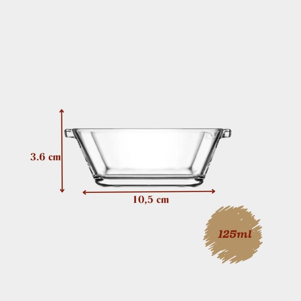 Detalhes do Jogo 6 Bowls Quadrados de Vidro 125ml Ideal para Servir e Preparar Alimentos Resistente Elegante