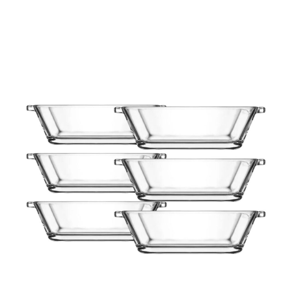 Jogo 6 Bowls Quadrados de Vidro 125ml Ideal para Servir e Preparar Alimentos Resistente Elegante - Home & Living
