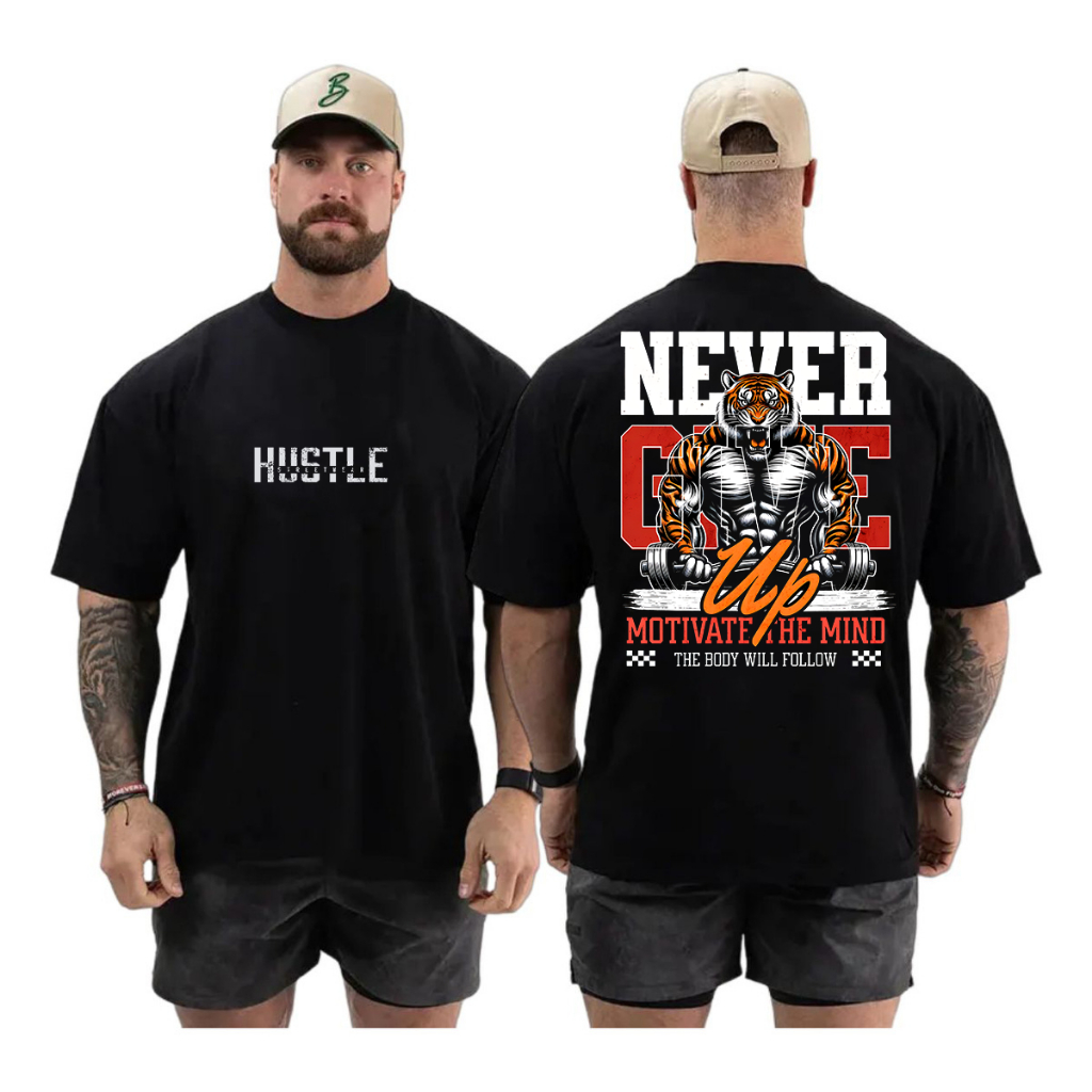 Camiseta Oversized Academia Tigre Musculação Treino Bodybuilder Streetwear 100% Algodão Lançamento