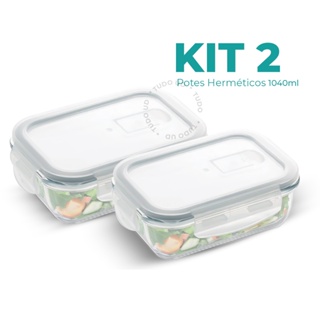 Conjunto 2 Potes 1040ml Marmita Vidro Hermético 4 Travas Com Válvula em Oferta na Shopee