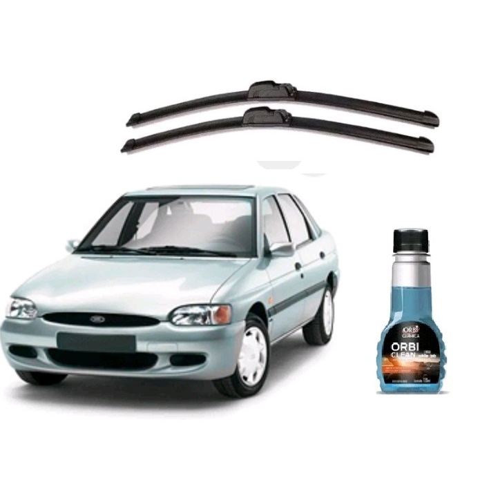 Par Paleta Palheta Silicone Limpador + Limpa Parabrisa Orbi - Ford Escort Zetec 1997 1998 1999 2000