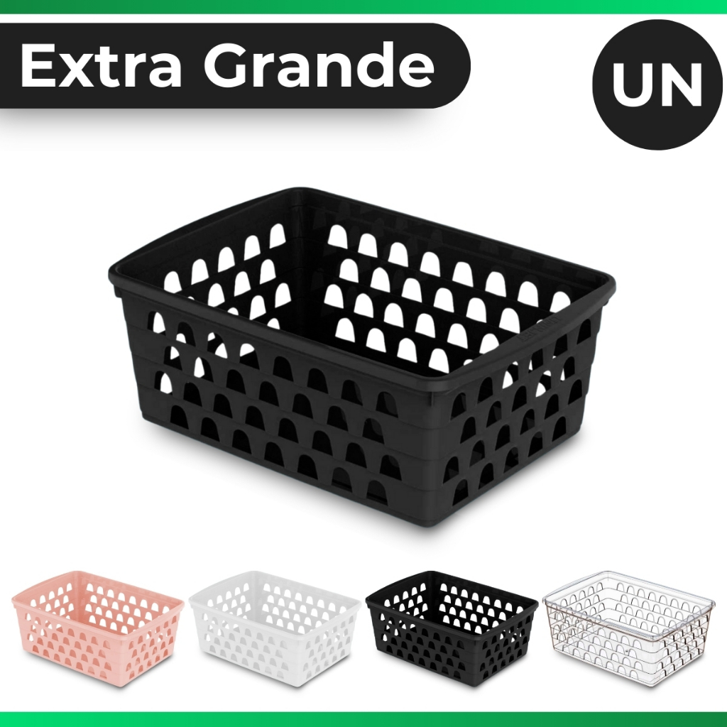 Cesto Multiuso Organizador Retangular Cozinha Ex Grande Preto em Oferta na Shopee