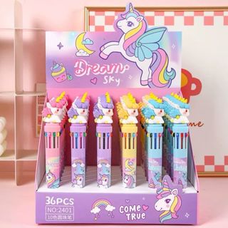 KIT  caneta 10 em 1 papelaria divertida 8 cores caneta Unicórnio/Sanrio esferográfica multicolorida papelaria/escola/ em Oferta na Shopee