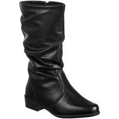 Bota Bico Fino Menina Feminina Infantil Confortável Moda Atual Saltinho Baixa Médio Cano Longo Enrrugado